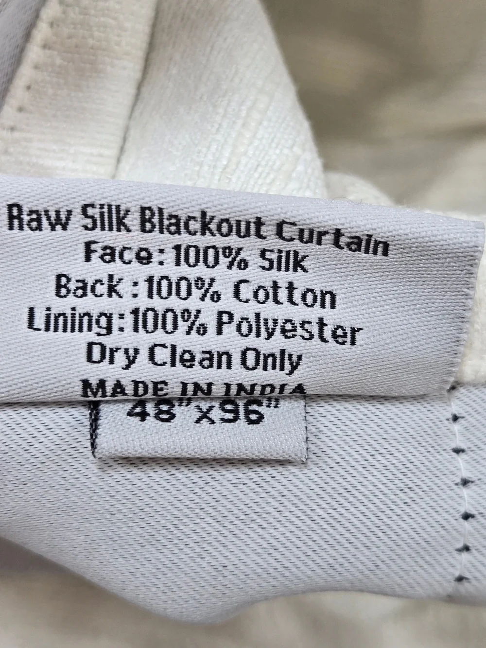 QUINCE Set Of 2 48x96 Raw Silk Blackout Curtains Ivory 9026